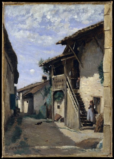 Ulica Wiejska, Dardagny autorstwa Jean Baptiste Camille Corot