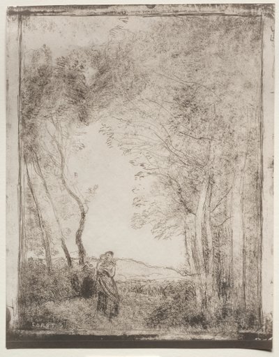 Młoda matka przy wejściu do lasu autorstwa Jean Baptiste Camille Corot