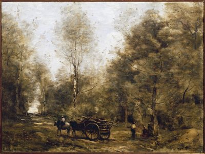 Ścieżka w lesie Wagnonville (olej na płótnie) autorstwa Jean Baptiste Camille Corot