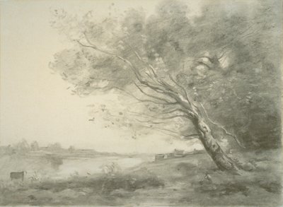 Wygięte Drzewo nad Wodą autorstwa Jean Baptiste Camille Corot