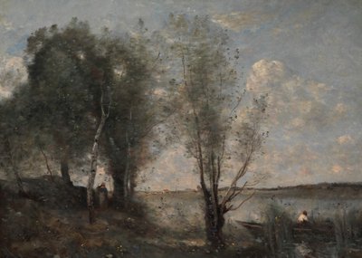 Przewoźnik wśród trzcin, ca. 1865. autorstwa Jean Baptiste Camille Corot