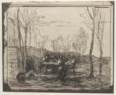 Śniadanie na polanie, oryginalny nadruk 1857, wydrukowany w 1921 r. autorstwa Jean Baptiste Camille Corot