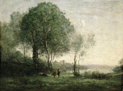 Castel Gandolfo, tańczący tyrolscy pasterze autorstwa Jean Baptiste Camille Corot