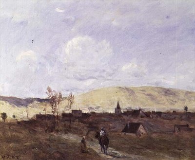 Cavalier w oczach wioski autorstwa Jean Baptiste Camille Corot