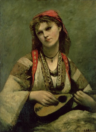 Christine Nilson (1843-1921) czyli Czech z mandoliną autorstwa Jean Baptiste Camille Corot