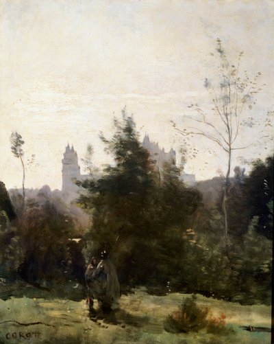 Zamek de Pierrefonds, lata 60. XIX wieku. autorstwa Jean Baptiste Camille Corot