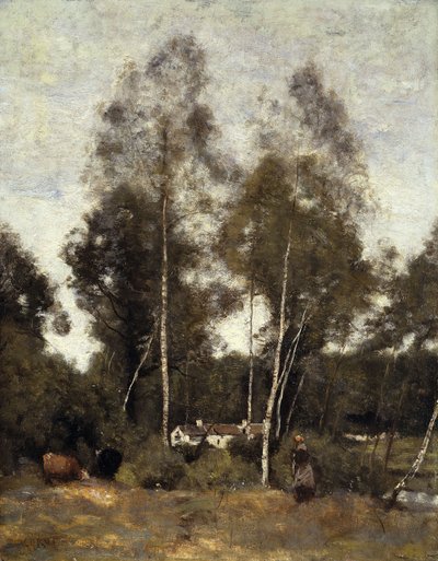 Clairiere Pierre du Bois, Evaux, niedaleko Chateau-Thierry; Polana Bois Pierre, w Evaux, niedaleko Chateau-Thierry, ok. 1855-65 autorstwa Jean Baptiste Camille Corot