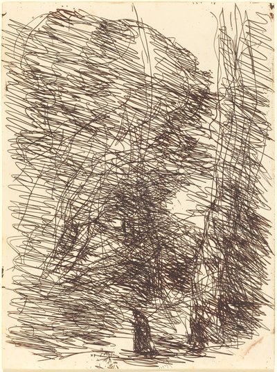 Marzyciel pod wysokimi drzewami autorstwa Jean Baptiste Camille Corot
