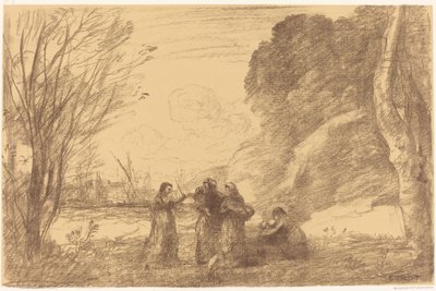 Rodzina w Terracinie autorstwa Jean Baptiste Camille Corot