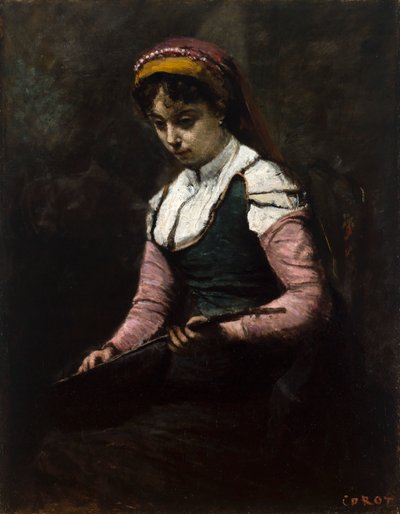 Dziewczyna z Mandoliną autorstwa Jean Baptiste Camille Corot