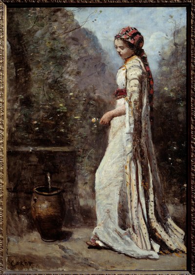 Greczynka ma fontannę. Obraz Camille Corot (1796-1875) autorstwa Jean Baptiste Camille Corot