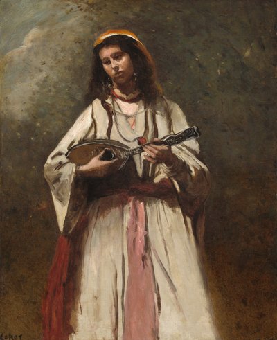 Cyganka z mandoliną autorstwa Jean Baptiste Camille Corot