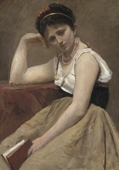 Przerwane czytanie, c.1870 autorstwa Jean Baptiste Camille Corot