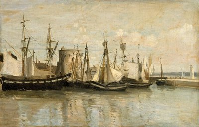 La Rochelle. Wejście do portu na plaży autorstwa Jean Baptiste Camille Corot