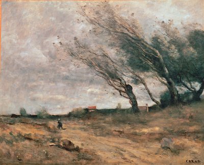 Podmuch wiatru Obraz Jean-Baptiste-Camille Corot (1796-1875) 1854-1867 Reims, Muzeum Sztuk Pięknych autorstwa Jean Baptiste Camille Corot