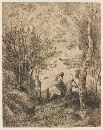 Le grand cavalier sous bois (Duży jeździec w lesie) autorstwa Jean Baptiste Camille Corot