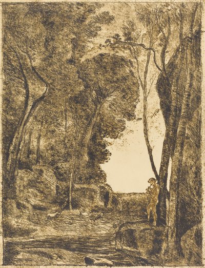 Mały Pasterz, pierwsza płyta Le Petit Berger, 1855. autorstwa Jean Baptiste Camille Corot
