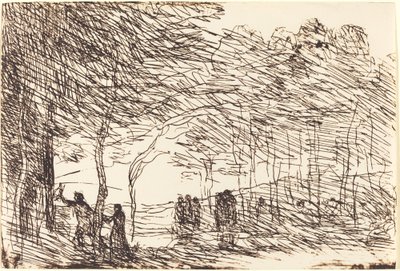Orfeusz Główny Eurydice Orfeusz prowadzący Eurydice, 1860. autorstwa Jean Baptiste Camille Corot
