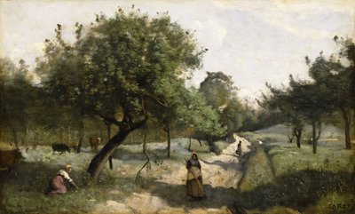 Ścieżka z Jabłoniami, 1850-60 autorstwa Jean Baptiste Camille Corot