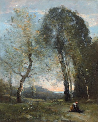 Chłopka zbierająca drewno, Włochy, ok. 1930 r. 1870-2 autorstwa Jean Baptiste Camille Corot