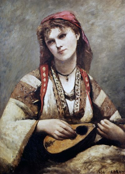 Portret Christine Nilson, czyli Cyganka z mandoliną autorstwa Jean Baptiste Camille Corot