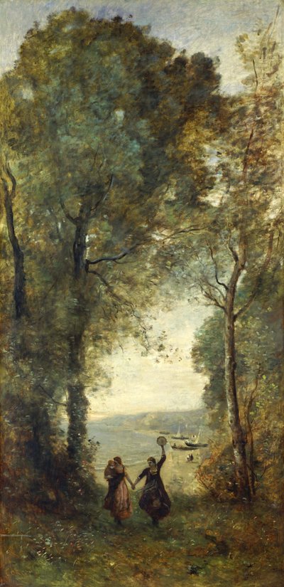 Wspomnienie plaży w Neapolu, 1871-1872 autorstwa Jean Baptiste Camille Corot