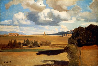 Kampania rzymska z akweduktem Claudian, Jean-Baptiste-Camille Corot (1796-1875) autorstwa Jean Baptiste Camille Corot