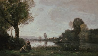 Krajobraz Sekwany w pobliżu Chatou, 1885 autorstwa Jean Baptiste Camille Corot