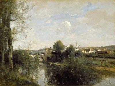 Sekwana i Stary Most w Limay autorstwa Jean Baptiste Camille Corot