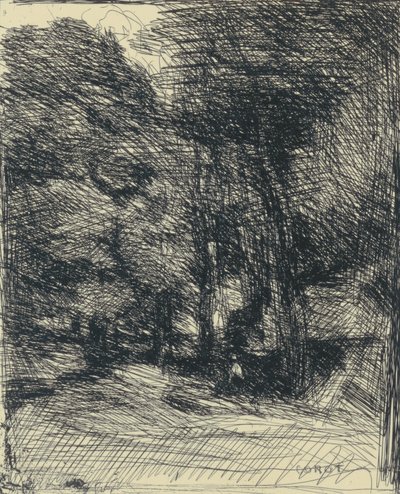 Pamięć o Bas-Bréau autorstwa Jean Baptiste Camille Corot