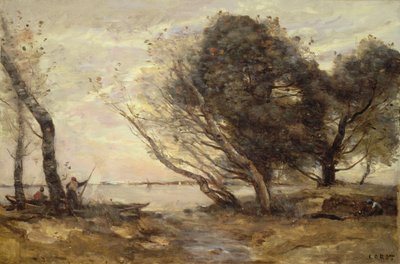 Brzegi jeziora po potopie, ok. 1870 autorstwa Jean Baptiste Camille Corot