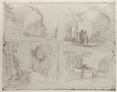 Ogród Peryklesa, Zaułek malarzy, Bazgroły, Wielki drwal, wydrukowany w 1921 r. autorstwa Jean Baptiste Camille Corot