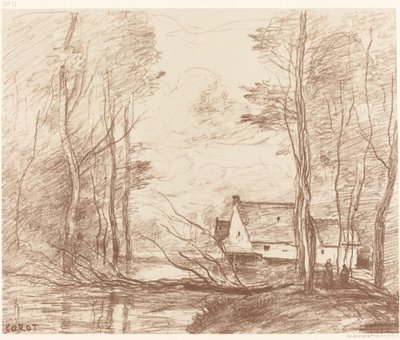 Młyn Cuincy, niedaleko Douai Le Moulin de Cuincy, pres Douai, 1871. autorstwa Jean Baptiste Camille Corot