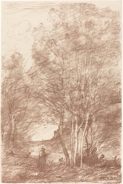 Odwrót filozofów autorstwa Jean Baptiste Camille Corot