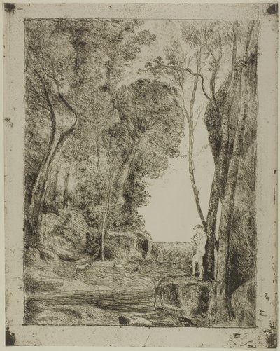 Młody Pasterz, pierwsza płyta autorstwa Jean Baptiste Camille Corot