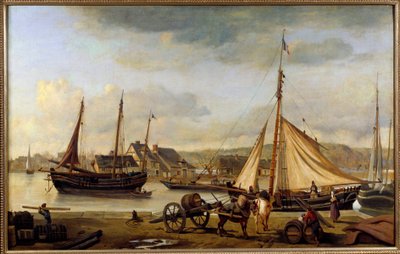 Przedni port Rouen w 1834 r. Obraz Camille Corot (1796-1875) 1834 r. Nd. 1,1x1,73 m Rouen, Muzeum Sztuk Pięknych autorstwa Jean Baptiste Camille Corot