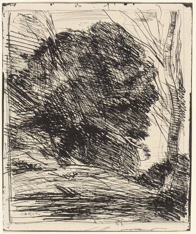 Drzewa na zboczu góry autorstwa Jean Baptiste Camille Corot