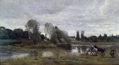 Ville dAvray, Podlewanie koni, ok. 1860-65 autorstwa Jean Baptiste Camille Corot