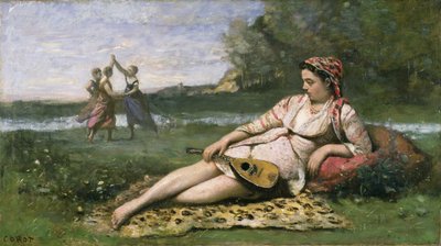 Młode kobiety ze Sparty (lub leżące Cyganki) ok. 1868-70 autorstwa Jean Baptiste Camille Corot