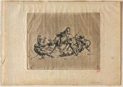 Bachanalia z dziećmi i osłem. autorstwa Jean Baptiste Carpeaux
