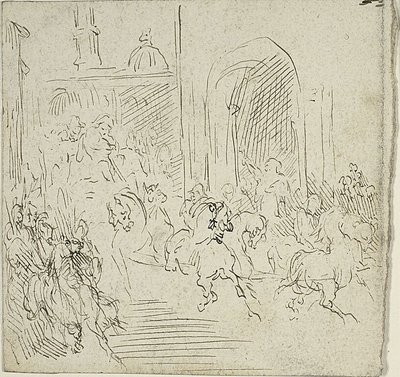 Scena jeździecka w mieście autorstwa Jean Baptiste Carpeaux