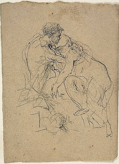 Siedząca para obejmująca się autorstwa Jean Baptiste Carpeaux