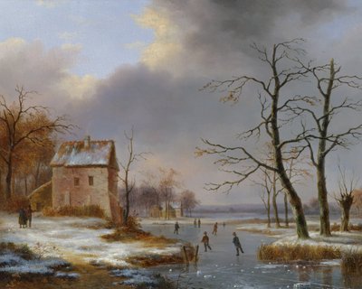 Łyżwiarstwo na zamarzniętej rzece autorstwa Jean Baptiste Coene