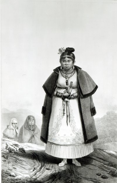 Kobiety z Gouaranis idące na niedzielną mszę, z "Voyage Pittoresque et Historique au Bresil", autorstwa Jean Baptiste Debret