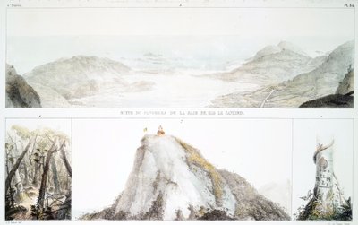 Panorama Zatoki Rio de Janeiro (lito ręcznie kolorowane) autorstwa Jean Baptiste Debret