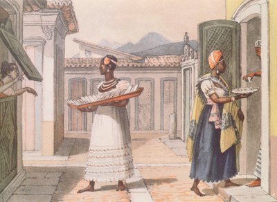 Podróżujące sprzedawczynie w Rio de Janeiro w 1827 roku, z „Voyage Pittoresque et Historique au Bresil”, 1839 autorstwa Jean Baptiste Debret