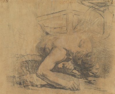 Mężczyzna leżący na ziemi i w rogu łóżka [verso] autorstwa Jean Baptiste Deshays