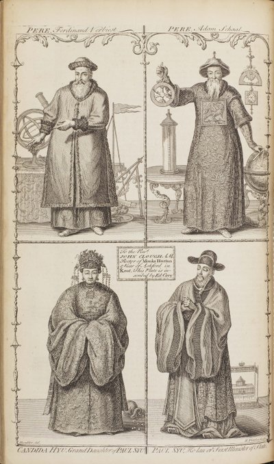 Portrety Ferdynanda Verbiest, Adama Schalla, Candida Xu i Xu Guangqi Z Opis e autorstwa Jean Baptiste Du Halde