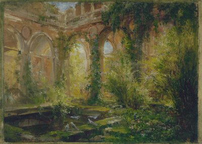 Ruiny Cour des Comptes: sala fêtes, ok. 1875 r. (olej) autorstwa Jean Baptiste Edmond Allouard