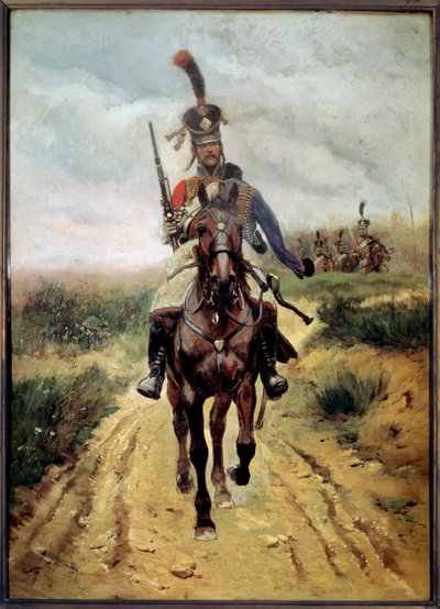 Awangarda, 9 pułk huzarów autorstwa Jean-Baptiste Edouard Detaille